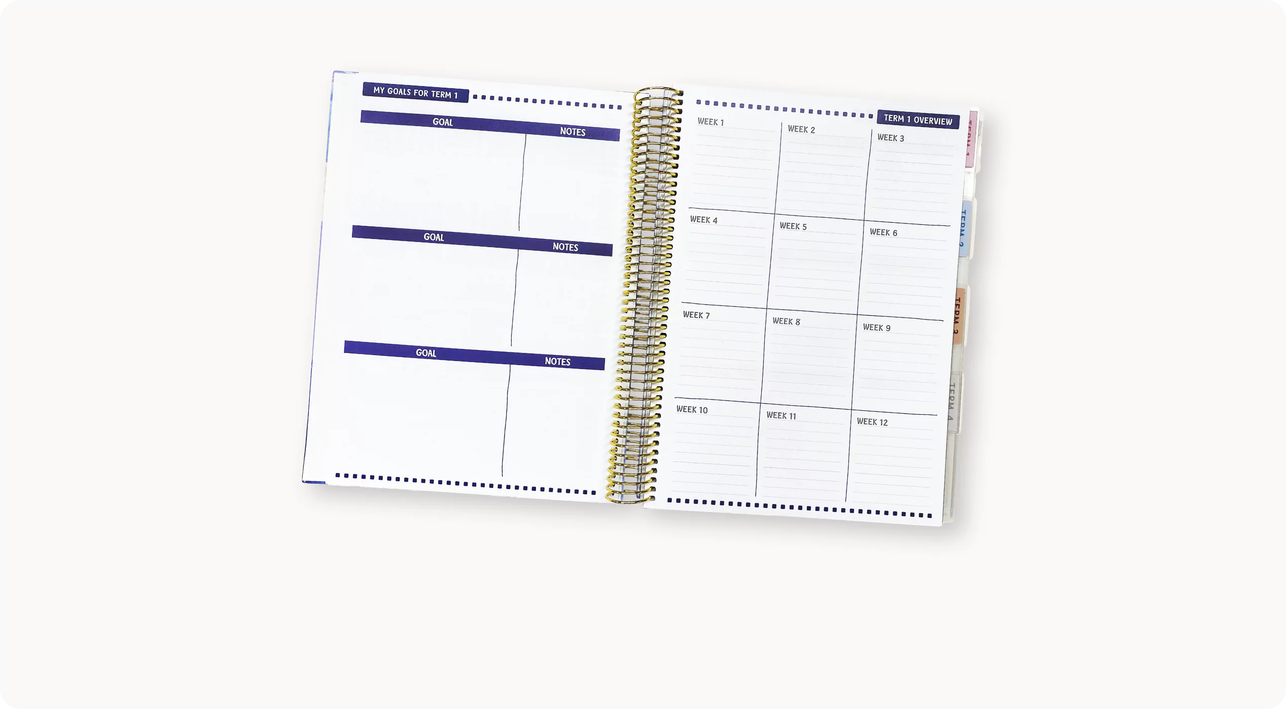 06/10 - Four spreads to record your goals and overviews for each term