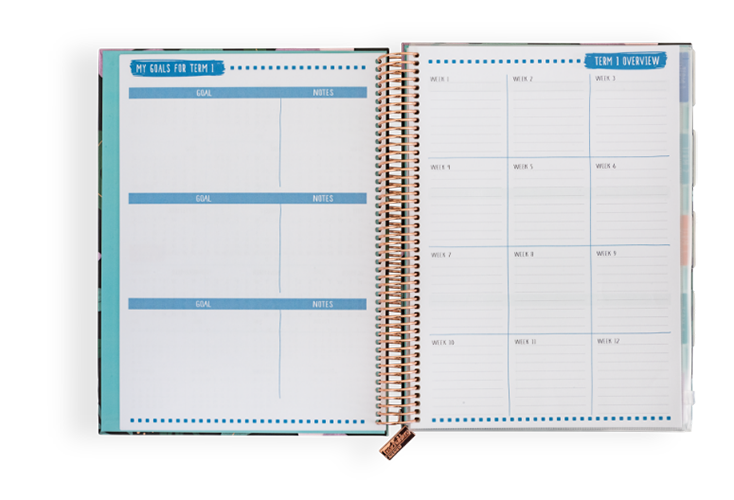 06/09 - Four spreads to record your goals and overviews for each term