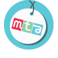 MTA branded round card hanging on string