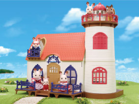 Many Sylvanians occupying a Sylvanian beach lighthouse 
