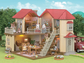 Interactible Sylvanian home showing cross section of the entire house