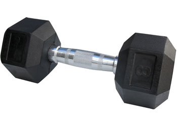 Rubber Hex Dumbbell (each) - 8kg