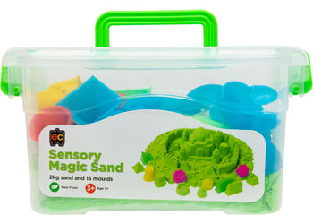 Sensory Magic Sand with Moulds 2kg Tub - Green