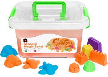 Sensory Magic Sand with Moulds 2kg Tub - Orange