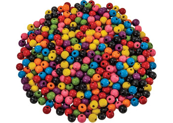 Wooden Coloured Beads 1.2cm – Pack of 300