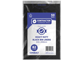 Contractor Black HD Bin Liner 82L-Pack of 50