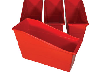 Classroom Book Box Caddies Red Pk 4