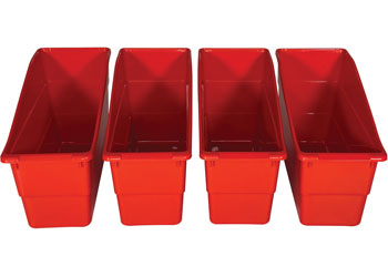 Classroom Book Box Caddies Red Pk 4