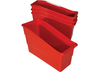 Classroom Book Box Caddies Red Pk 4