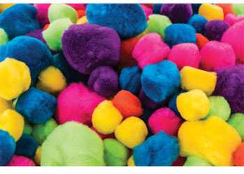 Neon Pom Poms Assorted Sizes – Pack of 150