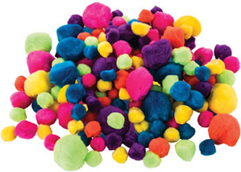 Neon Pom Poms Assorted Sizes – Pack of 150