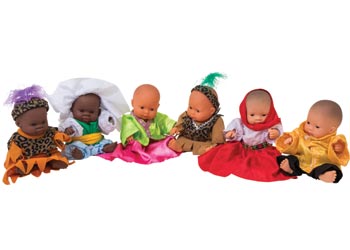 6 x Multicultural clothing and ethnic dressing up costumes for dolls 