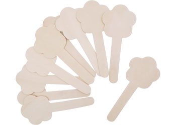 Wooden Flower Paddle Pop Sticks – Pack of 10