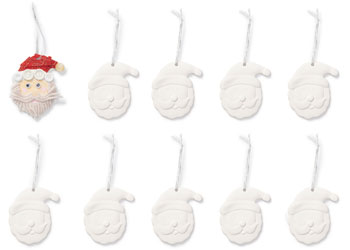 Ceramic Santa Ornaments – Pack of 10