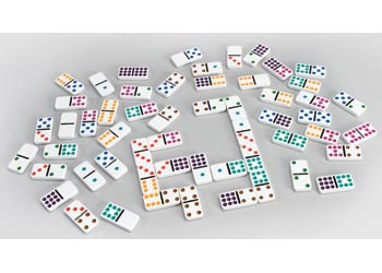 Dominoes 9 x 9 Coloured Dots 55 pieces in Vinyl case