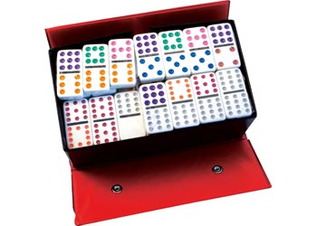 Dominoes 12 x 12 Coloured Dots – 91 piece set in vinyl case