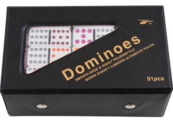 Dominoes 12 x 12 Coloured Dots – 91 piece set in vinyl case