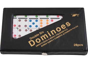 Dominoes 6×6 Coloured Dots 5 x 2.5 x 0.8cm 28 pieces