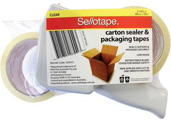 Sellotape Pack Tape Dispenser + 2 rolls tape