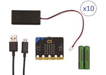 BBC micro:bit V2 – Club – Set of 10 incl Battery Pack and USB Cable