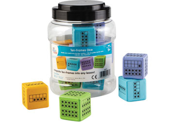 Colourful Foam Ten Frames Dice – Set of 12