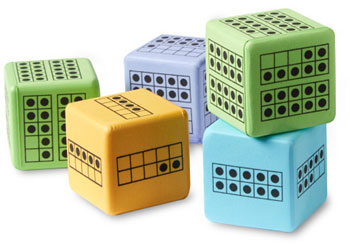 Colourful Foam Ten Frames Dice – Set of 12