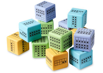 Colourful Foam Ten Frames Dice – Set of 12