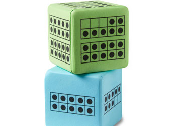 Colourful Foam Ten Frames Dice – Set of 12