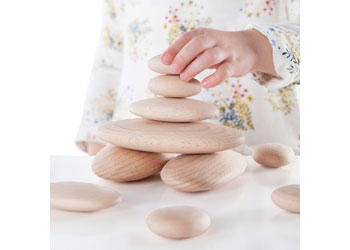 wooden stacking rocks