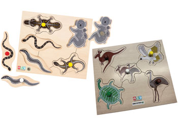 Aboriginal Animal Peg Puzzle Kit
