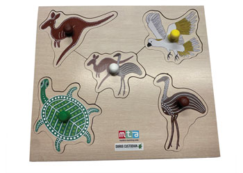 Aboriginal Animal Peg Puzzle Kit