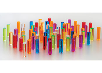 Teachables – Acrylic Coloured Cylinders – 70 pieces