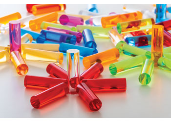 Teachables – Acrylic Coloured Cylinders – 70 pieces