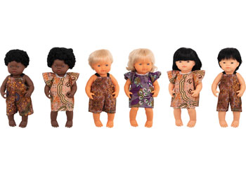 Dolls with Aboriginal Print Clothes – Set of 6 – 38cm