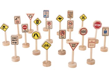 Wooden Early Learning Australian Theme 20 Traffic Signs Teaching Toy 