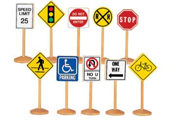 7" Block Play Traffic Signs 