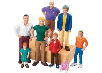 Caucasian Family Block Play People – 8 pieces