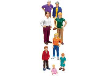 Caucasian Family Block Play People – 8 pieces