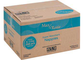 Max & Rosie Unisex Nappies Crawler 6-11kg Carton of 256