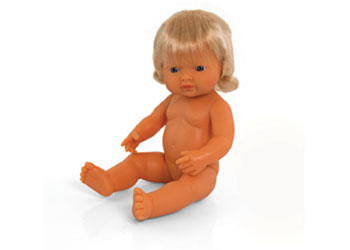 Caucasian Girl Baby Doll with Hair – 38cm