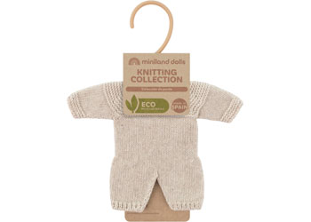 Miniland Dolls: Knitted Doll Outfit 21cm - Sweater & Trousers, Made Of Recycled Materials, For 21cm Baby Doll. Model: Sweater & Trousers In Blue - View #8