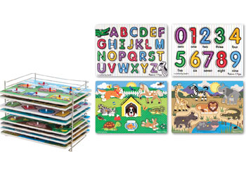 Melissa and doug puzzle set store with rack