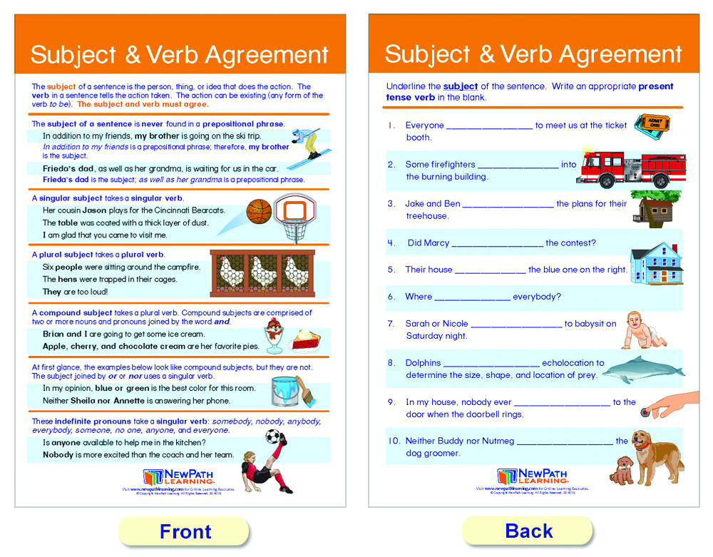 Sentences and Grammar Rules Chart Set of 7