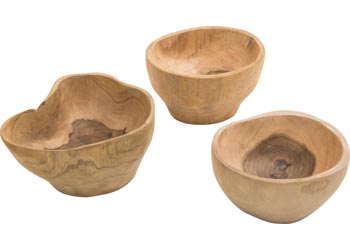 Natural Wooden Bowls – Set of 3