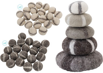 craft projects loose parts play Tinker tray Blue and maroon felt stones felt ornaments MEGA SALE Felted wool beads felt pebbles