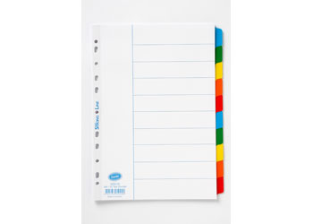 Bantex Dividers White A4 Coloured 10 Tab