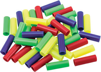 Straw Beads Mix Plastic Assorted Colours Stripy Plain Kids Jewellery Making 100g