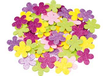 Adhesive Glitter Foam Flowers Assorted – 50g Pack