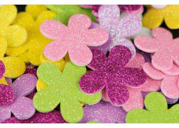 Adhesive Glitter Foam Flowers Assorted – 50g Pack
