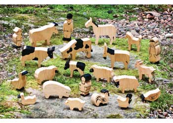 natural wooden animals